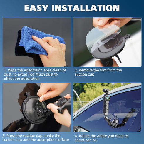 Pocket 3 Suction Cup Mount, Windshield Holder Kit for Insta360 X3 X4 X2 GoPro Max Mini Hero 12 11 10 9 8 7 6 5