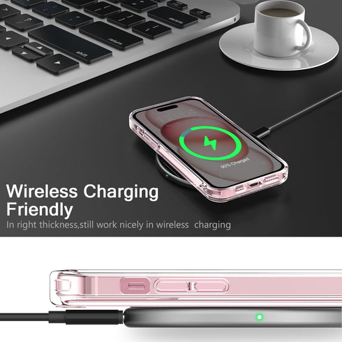 bicol Crystal Clear Case for iPhone 15, Fashionable Designs for Girls Women, Slim Fit Shockproof Acrylic (Blooming