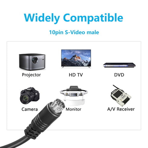 1.6FT/50CM 10 10 2 CERRXIAN S-Video Pin Mini DIN Y Splitter Connector Cable Pin S-Video Male to Female Y Splitter