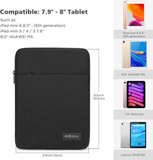 KIZUNA 8 Inch Tablet Sleeve Case, Shockproof Water-Resistant Bag for 7.9" Tablet/iPad Mini 4 3 2/Samsung Galaxy Tab A