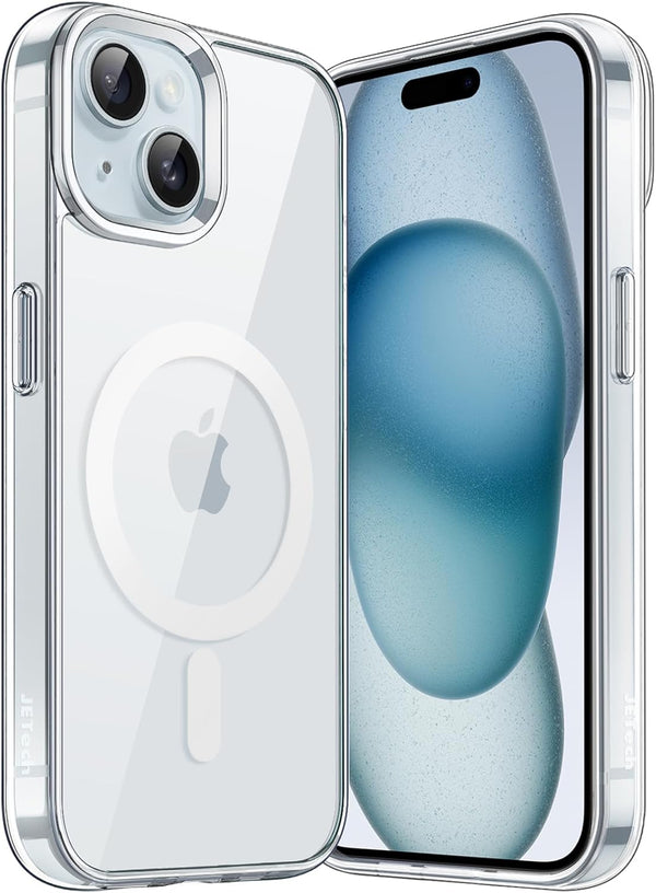 JETech Clear Magnetic Case for iPhone 15 Plus 6.7" - Shockproof, Anti-Scratch, Compatible with MagSafe Charging.