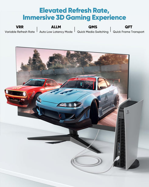 8K 6.6FT/2M, 48Gbps 2.1 8K@60Hz, 4K@120Hz, HDR10+, Dolby, 3D, HDCP2.3 Laptop/Monitor/HDTV/Soundbar/Blu-ray/PS5/Xbox