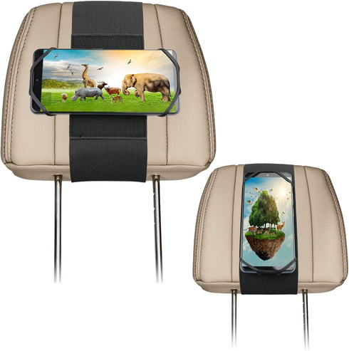 Car Headrest Phone Holder for Kids Back Seat - Compatible with iPhone, Samsung, Soft Adjustable Silicone Holding Net