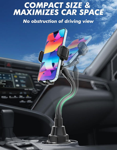 Cup Phone Holder for Car - Upgraded Mount with Expandable Base for 4.0-7.0 inches Phones