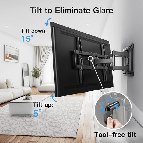 Pipishell Full Motion TV Wall Mount - Fits 37-75 inch Flat/Curved TVs up to 100lbs, Swivel and Tilt