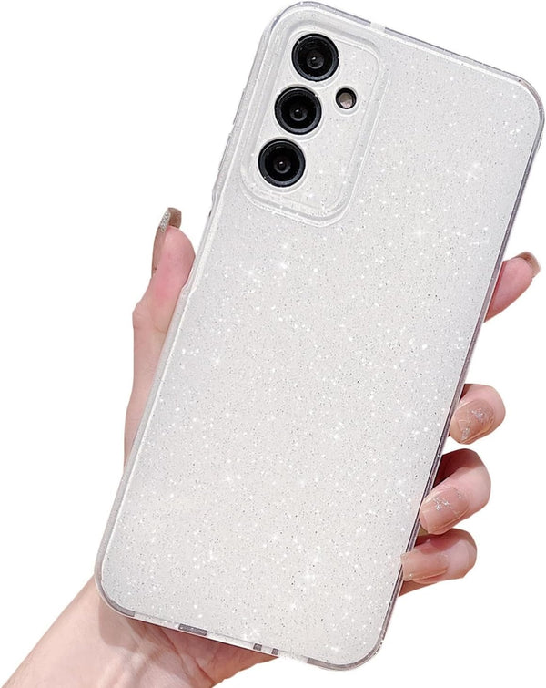MINSCOSE Cute Bling Glitter Thin Slim Shockproof TPU Cover for Samsung Galaxy A14 5G, 6.6 Inch, White