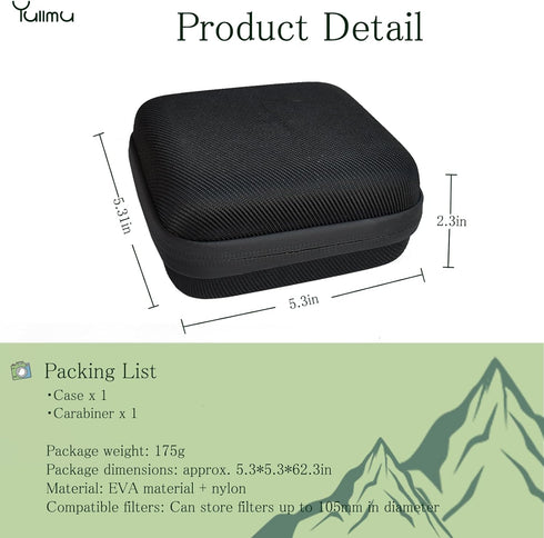 Hard Shell Camera Filter Case for 6 Circular Filters with Max Diameter of 95mm, Microfiber-Lined Pockets