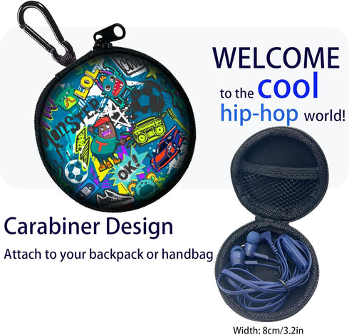 Skull Earbuds Set with Case for Kids - Wired Headphones with Small Size Ear Tips, Aesthetic Ear Buds for Phone and PC