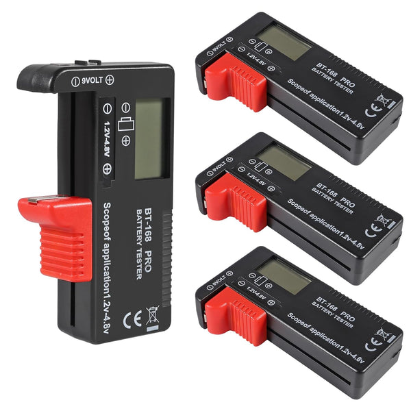 4PACK Battery Tester, Universal Checker for AAA AA C D 9V 1.5V Button Cell Household Batteries (Model: BT-168 PRO)