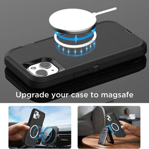 AICase iPhone 14 Case (6.1") - Rugged Heavy Duty Protection, Glass Screen Protector & MagSafe Conversion Kit.