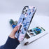 Compatible with iPhone 12 Pro Max Case, Rugged Shockproof Slim Fit Dual Layer, 3D Embossed Pink Flowers Blue Shell
