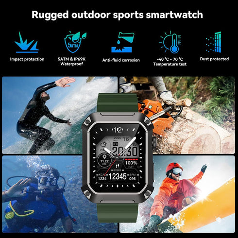 Njord Gear Military Smart Watches for Men, Bluetooth Call, 5ATM Waterproof, Fitness Tracker, Heart Rate Monitor