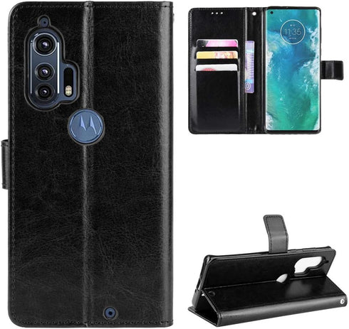 Case for Motorola Edge+ 5G UW, Flip Leather Wallet Cover for Moto Edge+ XT2061-1 XT2061-3, Black
