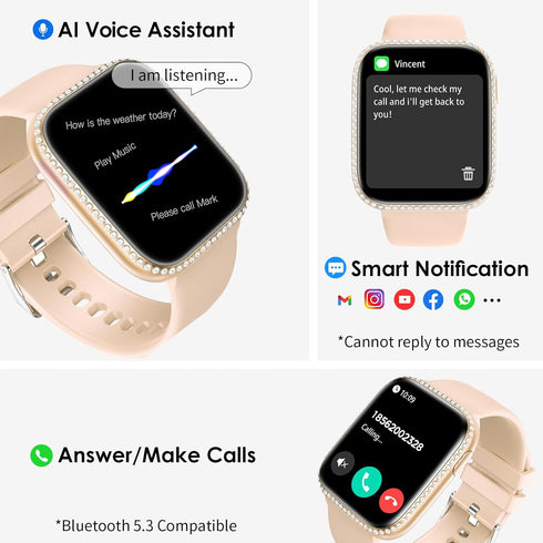 Smart Watch for Women, 1.75" AMOLED Fitness Tracker with Answer/Make Call, Heart Rate Monitor, IP68 Waterproof