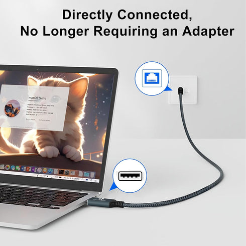 6.6FT, 3.0 RJ45 10/11, USB to Ethernet Cable USB A to Male Cable Directly Connected Gigabit LAN Network, Compatible