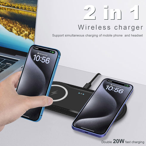 Wireless Charger, Dual 20W Charging Pad for Samsung Galaxy S24/S23/S22/S21/S20/S10/Note, Fast Charging Pad for Apple