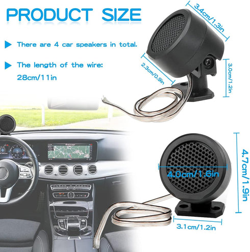 FERCAISH 4 Pcs 500W Car Speaker, TP-006A High Power Stereo Car Tweeter, Vertical Round Easy to Install Speakers for