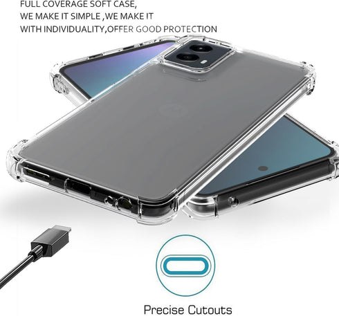 Clear Case for Moto G 5G 2024 with 2pcs Screen Protector, TPU Shock-Absorption, Flexible Reinforced Corners - Clear