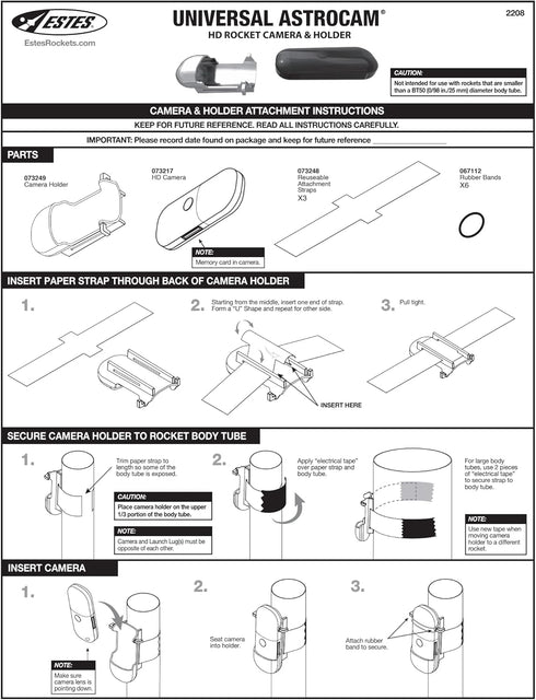 Estes Universal Astrocam HD Rocket Camera & Holder 2208