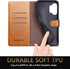 SUANPOT RFID Blocking Leather Wallet Case for Samsung Galaxy A32 5G - Flip Folio, Card Holder, Shockproof (Light Brown)