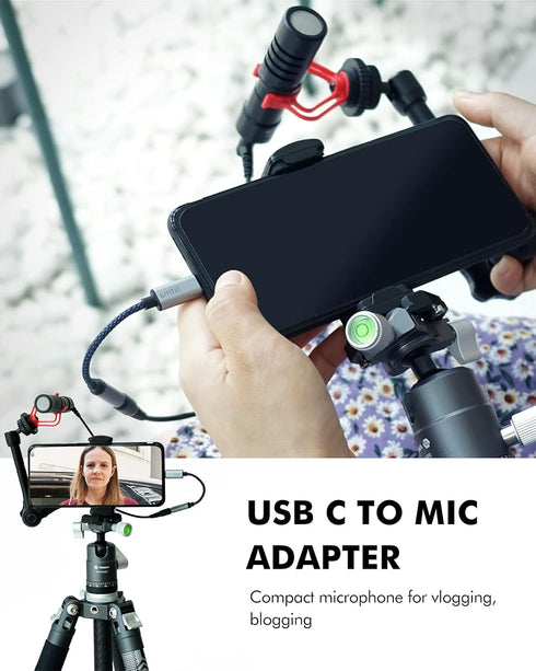 USB C to 3.5mm Headphone Microphone TRRS Jack Adapter Type C Audio Dongle for Google Pixel Samsung Galaxy