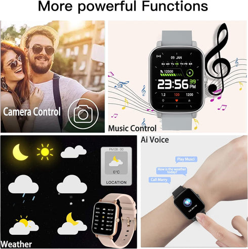Wwzzey Smart Watch for Women with Answer/Dial Calls, 1.7" Waterproof Fitness Watch, Heart Rate Monitor