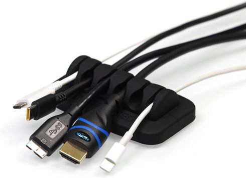 ENVISIONED Desktop Cable Organizer, Weighted Eco-Friendly Silicone with 4 Reusable Cable Ties - Black