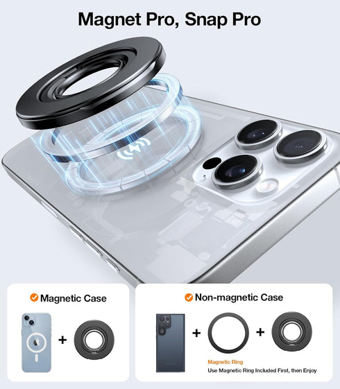 TORRAS Gen2.0 16/15/14/13/12/11 Upgrade (Dual-Ring) Fit for MagSafe Phone Grip Ring Holder, Kickstand Magnetic
