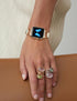 CTYBB Sparkle Diamond Band for Apple Watch 42mm 44mm 45mm Series 1-9, Cute Lucky Clover Dressy Wristband, Gold/White