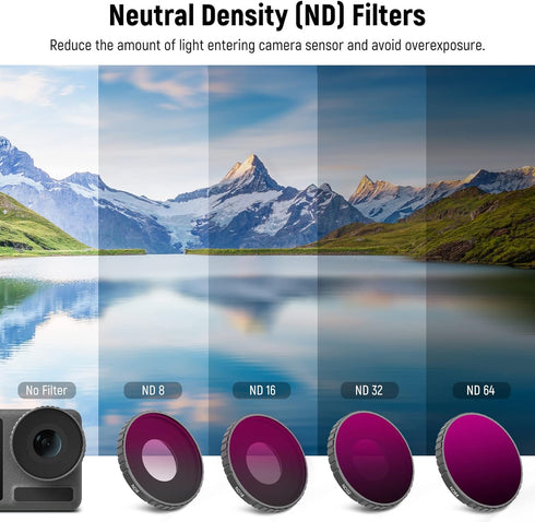 NEEWER 5PCS ND Filter Kit for DJI Osmo Action 3, CPL ND8 ND16 ND32, Neutral Density Filter HD Optical Glass Multi Layer