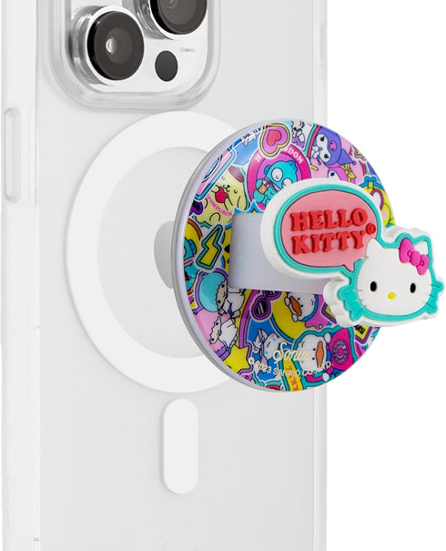 Sonix Magnetic Phone Grip, Removable Silicone Ring Loop Holder - Compatible with MagSafe | Hello Kitty Stickers