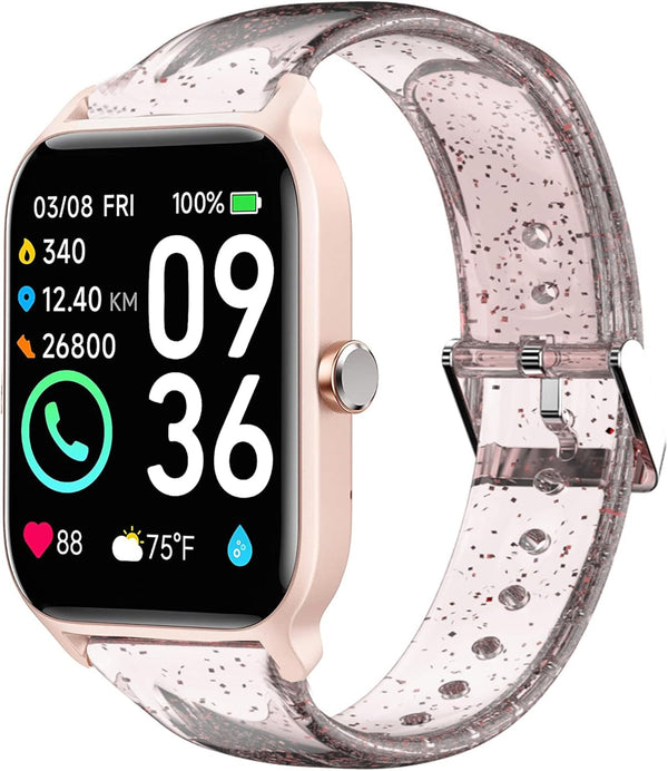 TOOBUR Smart Watch Band Compatible, Lamshaw Women Soft Silicone Glitter Clear Sport Strap for IDW13 1.8" Smart Watch