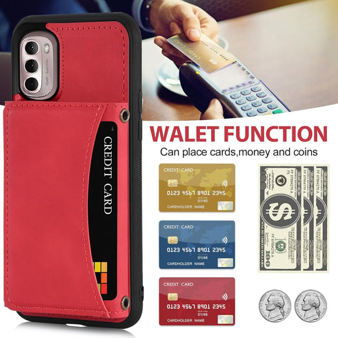 Asuwish Moto G Stylus 2022 4G Wallet Case with Tempered Glass, PU Leather, Credit Card Holder, Red - XT2211DL XT2211