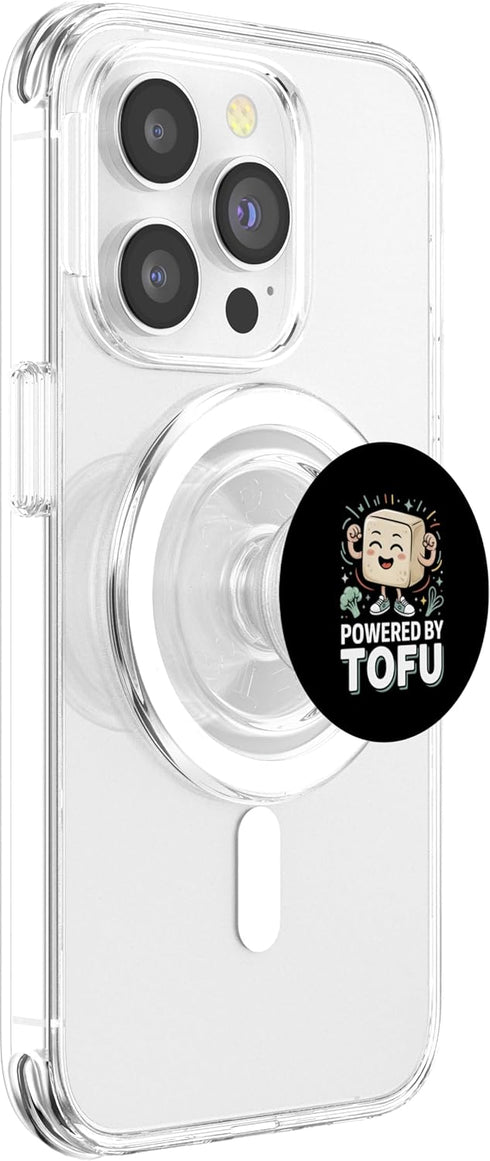 Tofu Vegan Humor Powered by Tofu Funny Vegan Plant Protein PopSockets PopGrip for MagSafe