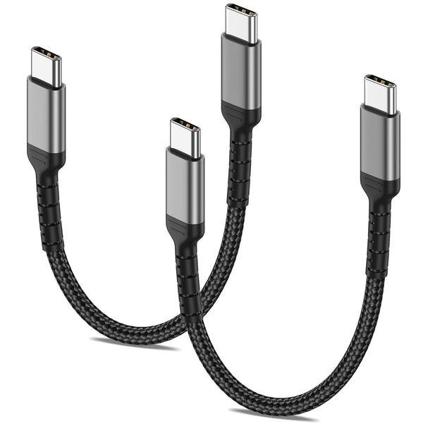 6 Inch USB C Charger Cord, 2 Pack Short USB C to USB C Cable Braided Fast Charging Compatible with iPhone 15, Galaxy S23