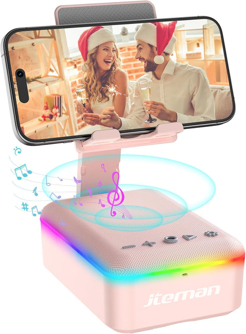 JTEMAN Gifts for Men Women, Cell Phone Stand with Bluetooth Speaker and LED Light, Unique Birthday Gifts for Dad, Mom