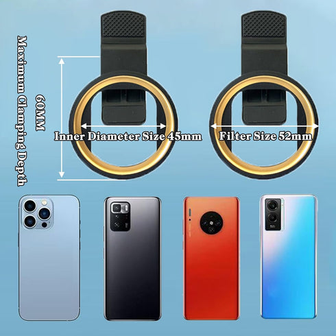 DRAMLOR 10 1 52mm 10 7 in Phone Camera Lens Kit, Clip-on Glass CPL Polarizing Lens for iPhone with x Macro Lens, Color