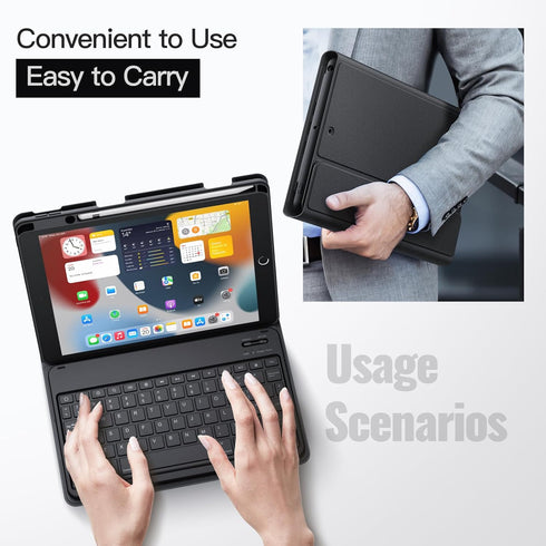 JETech Keyboard Case for iPad 10.2-Inch (2021/2020/2019 Model, 9th/8th/7th Gen) with Pencil Holder, Magnetic Detachable