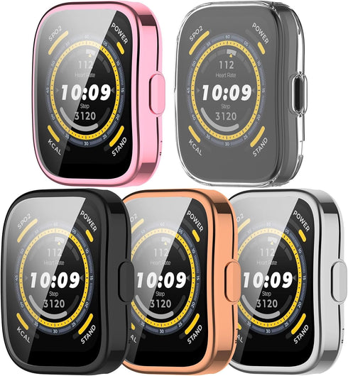 5 Pack Screen Protector Cases Compatible with Amazfit Bip 5 Smart Watch, 1.91inch Protective Case Intended for Amazfit