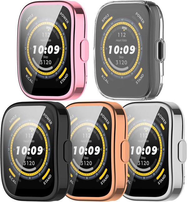 5 Pack Screen Protector Cases Compatible with Amazfit Bip 5 Smart Watch, 1.91inch Protective Case Intended for Amazfit