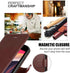 STARSHOP Compatible Samsung Galaxy A12 Phone Case, Leather Wallet Cover with Tempered Glass Protector, Brown