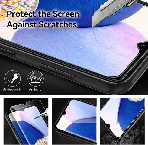 ivoler 3+3 Pack Tempered Glass for Samsung Galaxy A14 4G / 5G, with Camera Lens Protector, Anti-Scratch, HD Clear