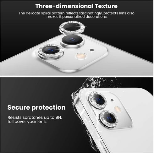 Tensea 9H Tempered Glass Camera Lens Protector for iPhone 12 & 12 mini (2020) - Diamond, 5.4" & 6.1" Compatible.