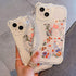 iPhone XR Case with Cute Flowers Bear Pattern, Clear Case and Lovely Strap Bracelet Chain for Girls Women, Compatible