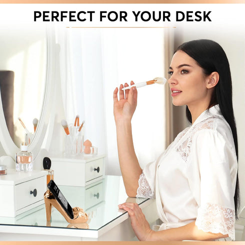 High Heel Holder for Cell Phone - Porcelain Shoe Phone Stand Display for Desk, Home & Office - Rose Gold