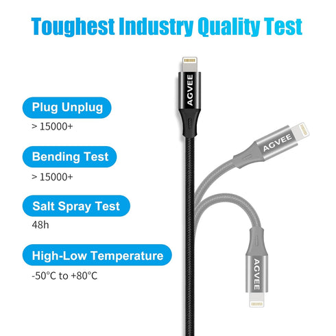 AGVEE 4 inch 30W USB-C to Lightning Cable Adapter, Type-C to 8 Pin Male Fast Charging for iPhone 13 12 11, Black