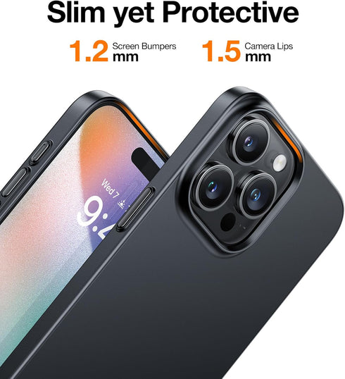 iPhone 15 Pro Case by TORRAS - Ultra Thin, Lightweight Matte Hard PC Cover, Slim Fit for 6.1" Black 2023 Model.
