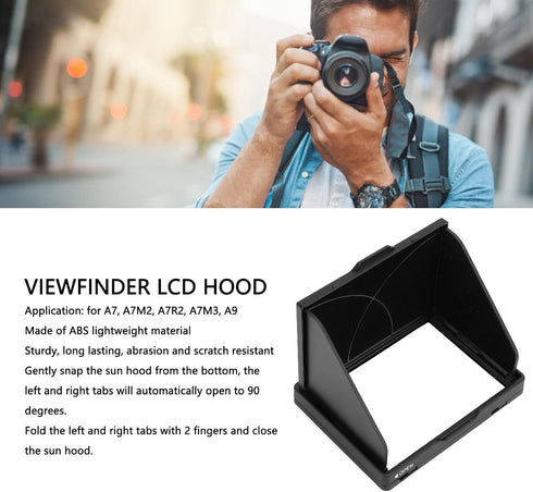 Yunseity A7, A7M2, A7R2, A7M3, A9 Camera LCD Sun Shade Sun Hood, ABS Folding Viewfinder Screen Protector Hood