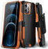 iPhone 12 Pro Max Case with Shockproof Belt Clip Kickstand, Tempered Glass Screen Protector & Camera Lens Protector,
