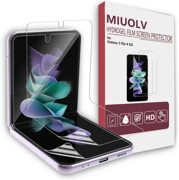 Samsung Galaxy Z Flip 4 Screen Protector 2 Pack - Hydrogel Film, Soft EPU, Full Coverage, HD, Scratch Recovery, Bubble